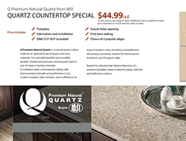 Quartz Countertop Special $44.99/sf